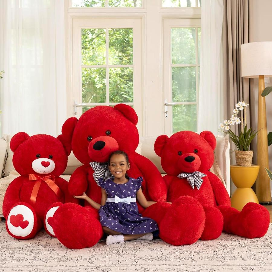 Orsacchiotto Gigante Rosso Classico da 47 pollici Peluche Animale di Peluche Carino più Soffice progettato per Natale San Valentino Doccia per Neonati Bi