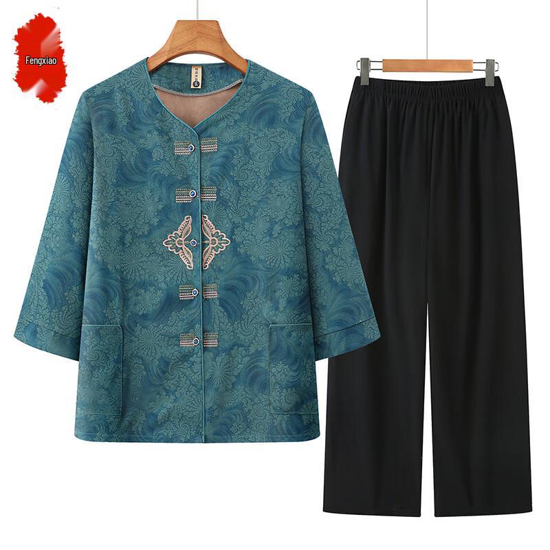 

Elderly Women s Summer Floral Top & Set 2XL