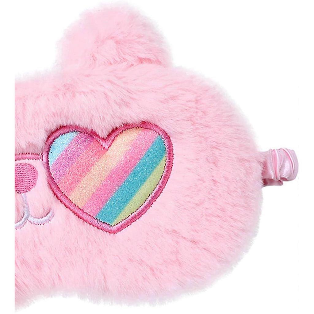 Cute Eye Mask Pink Eye Sleep Mask,Plush Sleeping Eye Cover Soft Funny Blindfold Mask,Fluffy Animal Sleep Eyeshade Breathable Lightweight Eye Mask for