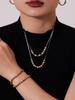 European & American Fashion Star Zirconium Necklace & Bracelet Set - Color-block Stainless Steel Jewelry
