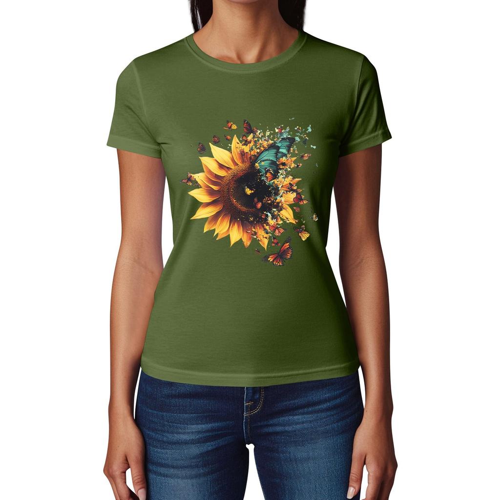 Women's Fashion Casual Printed Short Sleeve Round Neck Pullover Tops