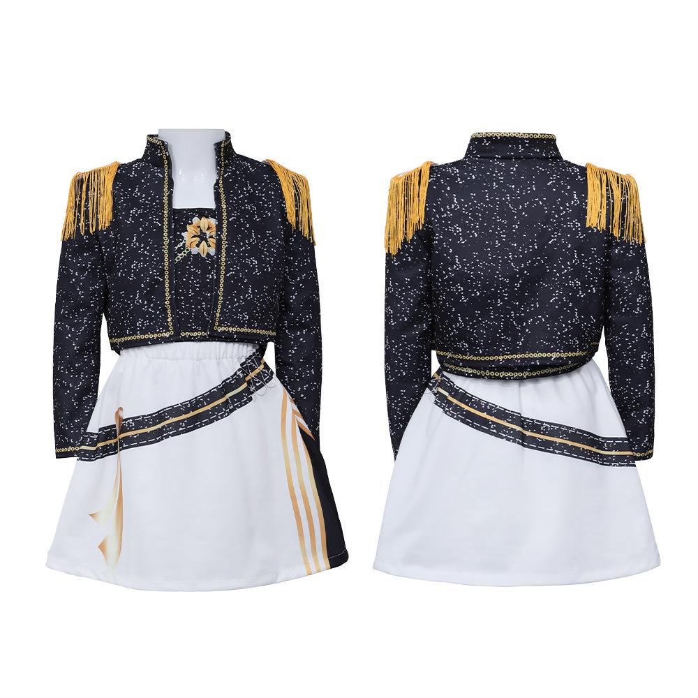 Girls Kids K-POP Singer Stage Rumi Zoey Mira Printing Outfit Halloween Cosplay Costume for Carnival Party Pretend Game Role Playing Dress Up Suit