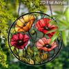 Acrylic Poppy Flower Suncatcher Stained Glass Effect Window Hanging Ornament Floral Themed Gift for Home