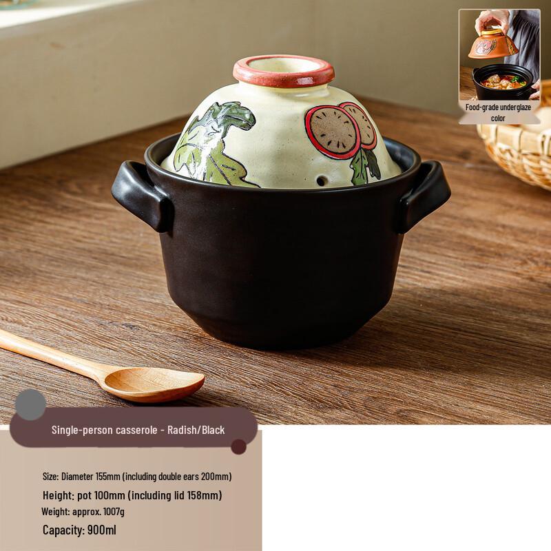 ZISIZ Hand-Painted Single-Serving Casserole and Soup Bowl