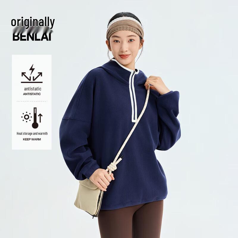 Benlai Women's Thickened Half-Zip Hooded Sweatshirt