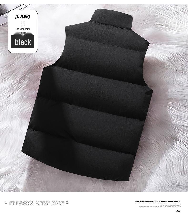 Korean Style Men's Casual Sleeveless Down Cotton Vest - Autumn/Winter, Plus Size