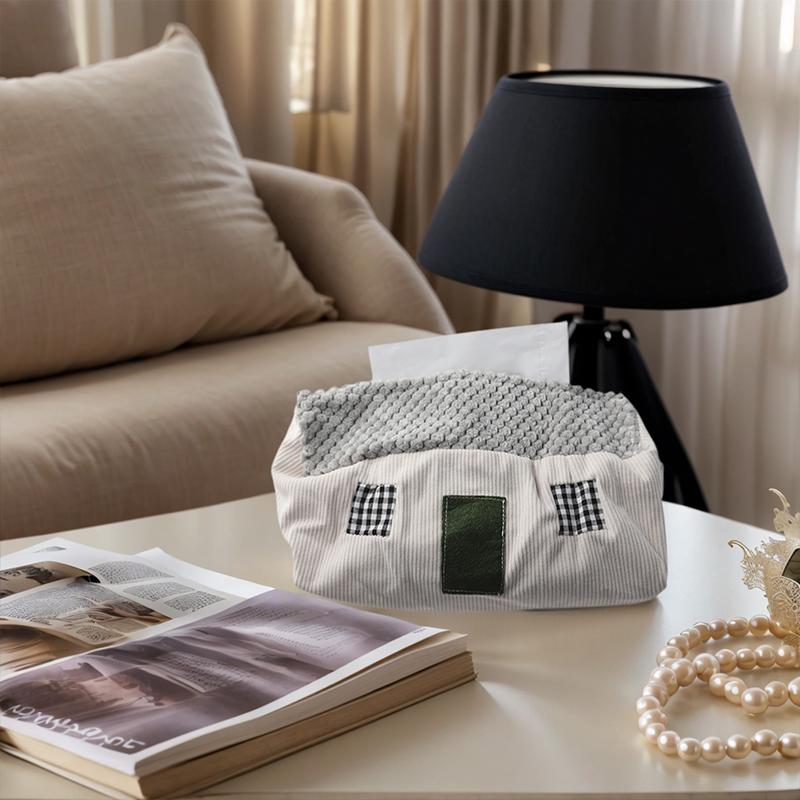 1PC Napkin Holder Creative Small House Tissue Bag Home Decoration Fabric Tissue Bag Cartoon Desktop Storage Cute 15x12.5cm
