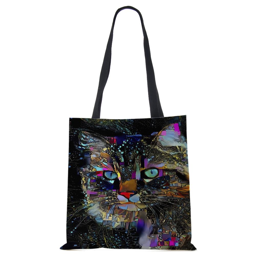 Spaudinys ant drobės nešiojamas ant peties krepšio leopardo pelėda, daugkartinio naudojimo laisvalaikio pirkėjo rankinė 2022 m. Moterų kelionių mokyklos sulankstomi paplūdimio krepšiai