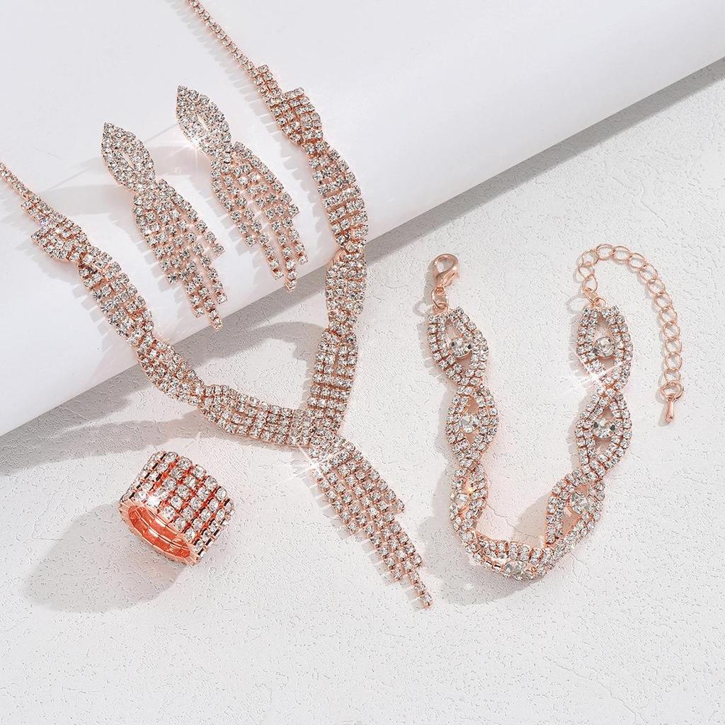 Silberschmuck-Set: Damen-Hochzeitsfotografie-Accessoires mit Halskette & Ohrringen in unabhängiger Verpackung