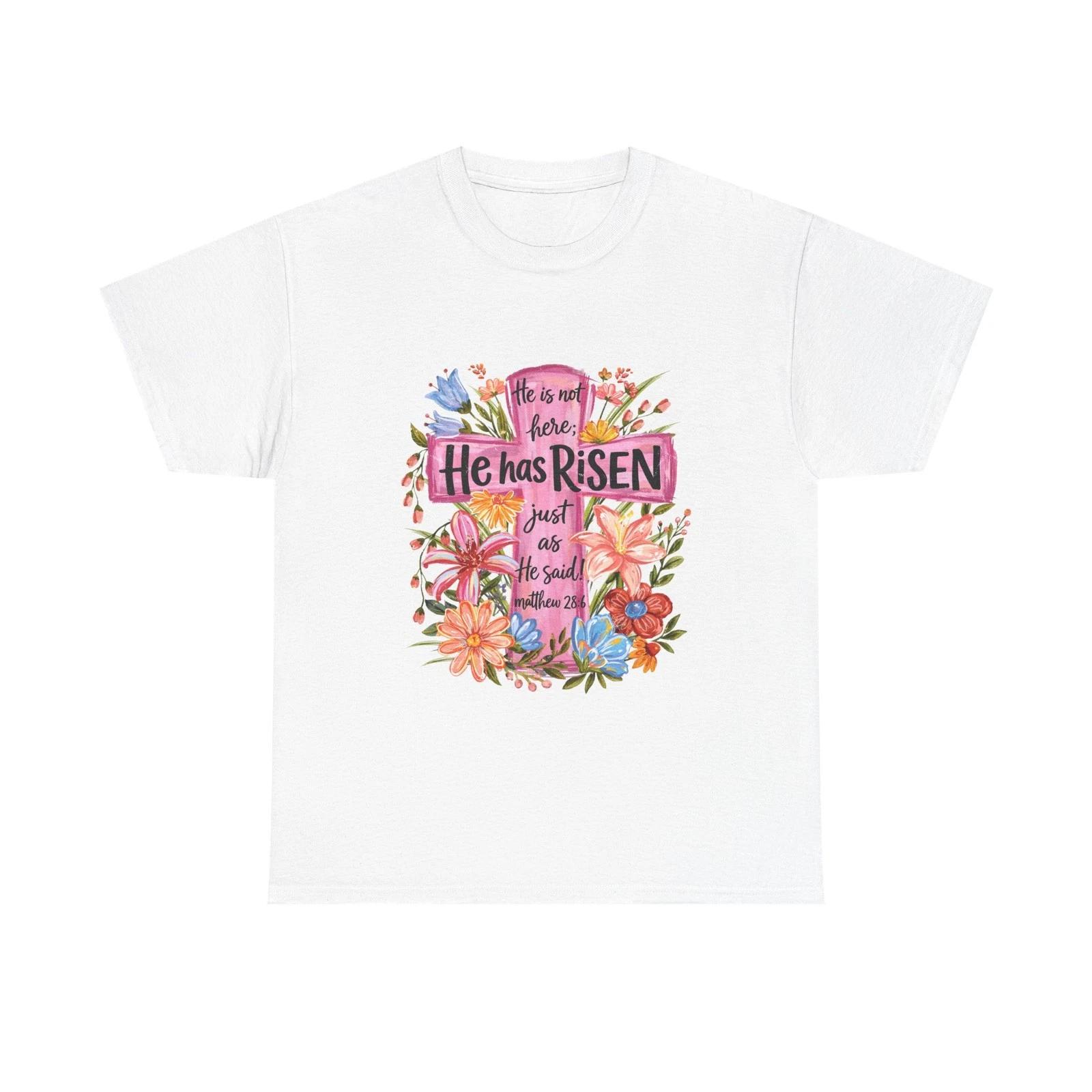 He Has Risen floral cross T shirt | Easter scripture faith tee 4XL