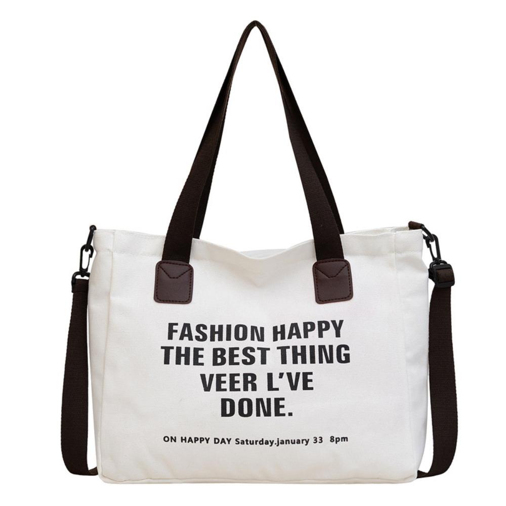 Storage Pouch Letter Canvas Shoulder Bag Large Capacity Casual Women Tote Bag Soft Underarm Bag Versatile Canvas Handbag Travel