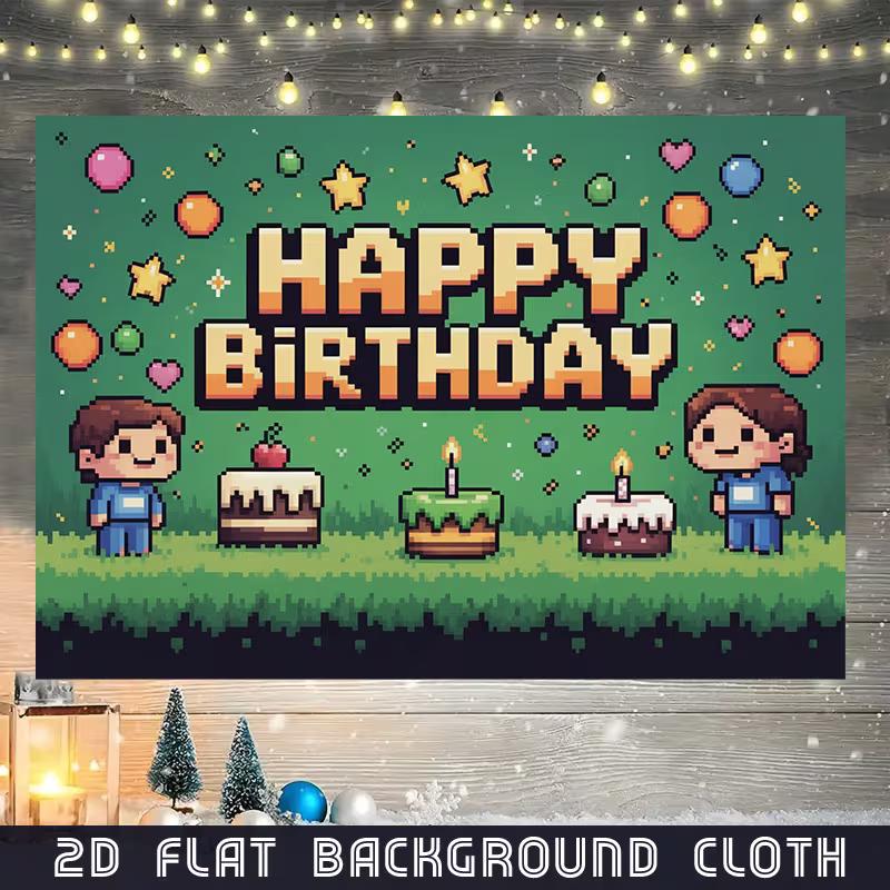 Retro Pixel Art Tapestry for Birthday, Cake Smash and Gaming Themed Photoshoot