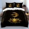 Sun and Moon Print Black Bedding Set Bedding Set (1 Duvet Cover, 2 Pillowcases, Duvet Not Included)