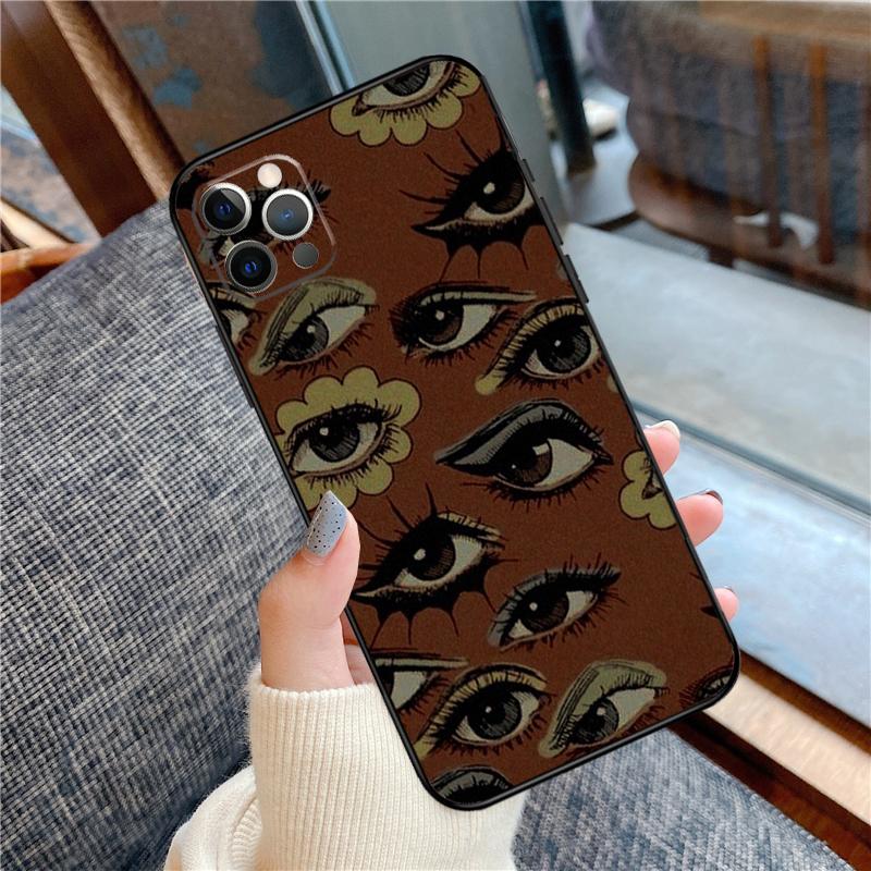 Eye Illustration Phone Case For iPhone 16 15 13 12 11 14 Pro Max 12 13 mini XR 15 16 Plus 16e Cover Shell