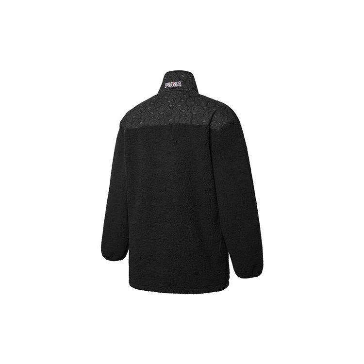 PUMA RUN EVOLVE Velvet Jackets Unisex Black Stand Collar Thickened And Fleece Lined 534984-01