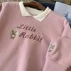 Frühling und Herbst Neu Koreanisch Bestickt POLO-Kragen Locker Student Vielseitiger Pullover Damen Dünne Jacke Top