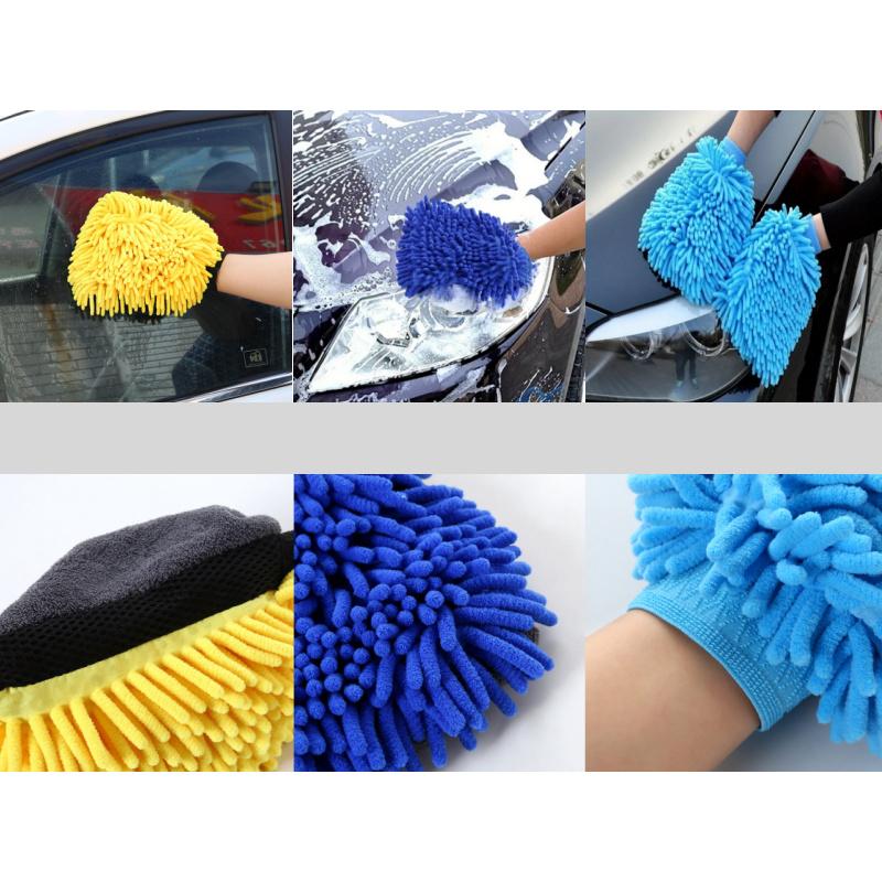Motorcycle Cleaning Gloves Suitable for Automotive Detailing, Motorcycle Maintenance, Household Plush (Double-Sided)