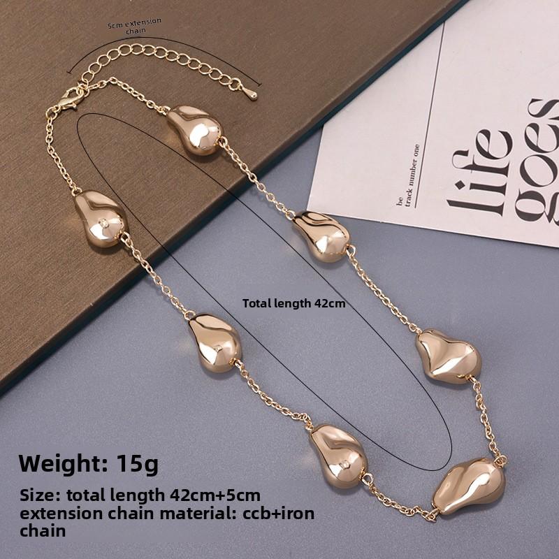 Meier Through-hole beads, irregular stone beads, jewelry necklace, 14k gold-plated, clavicle chain for women