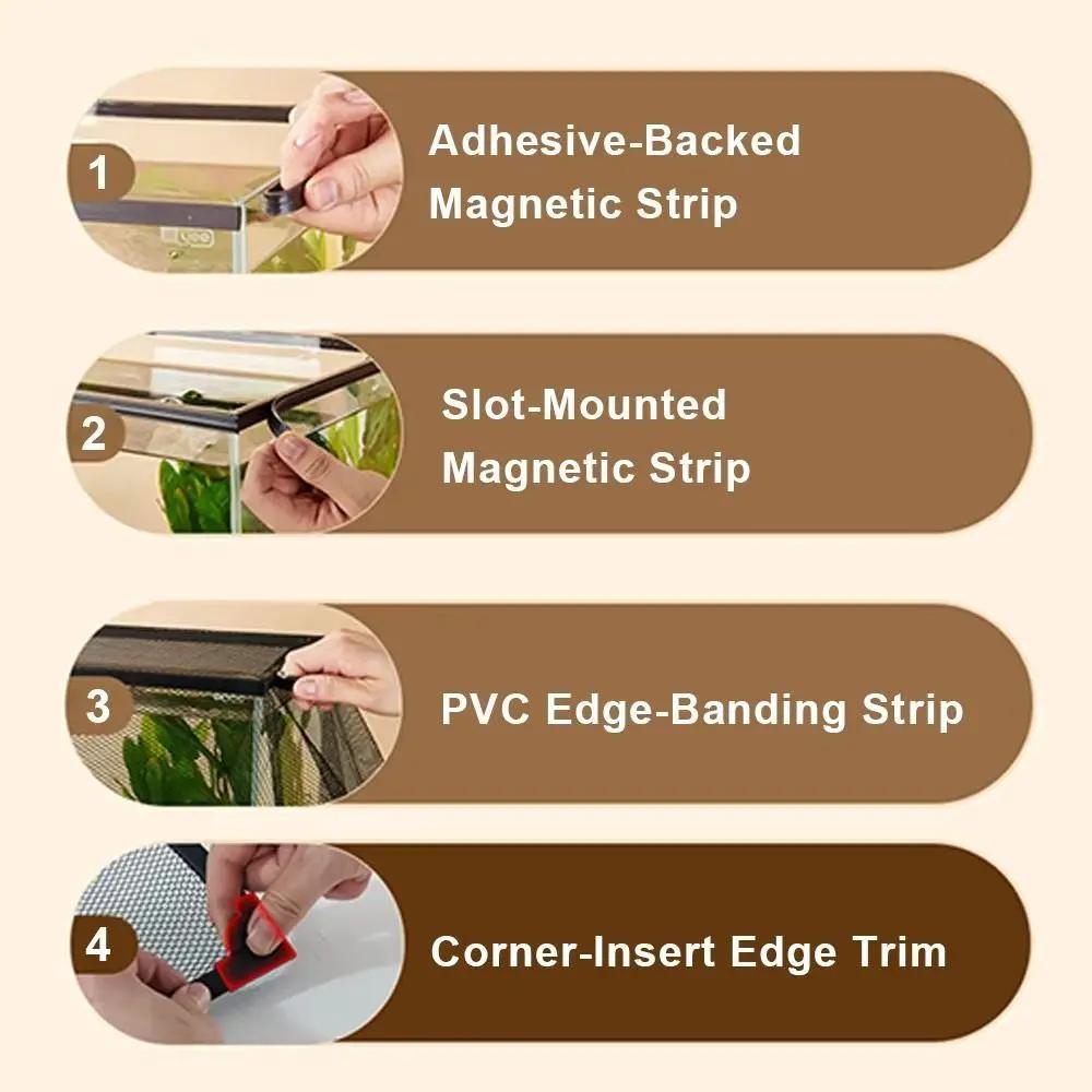 Sturdy Magnetic Fish Tank Lid Cover DIY Easy Installation Fish Tank Mesh Lid Cover Aquarium Anti-jump Net Fish Tank