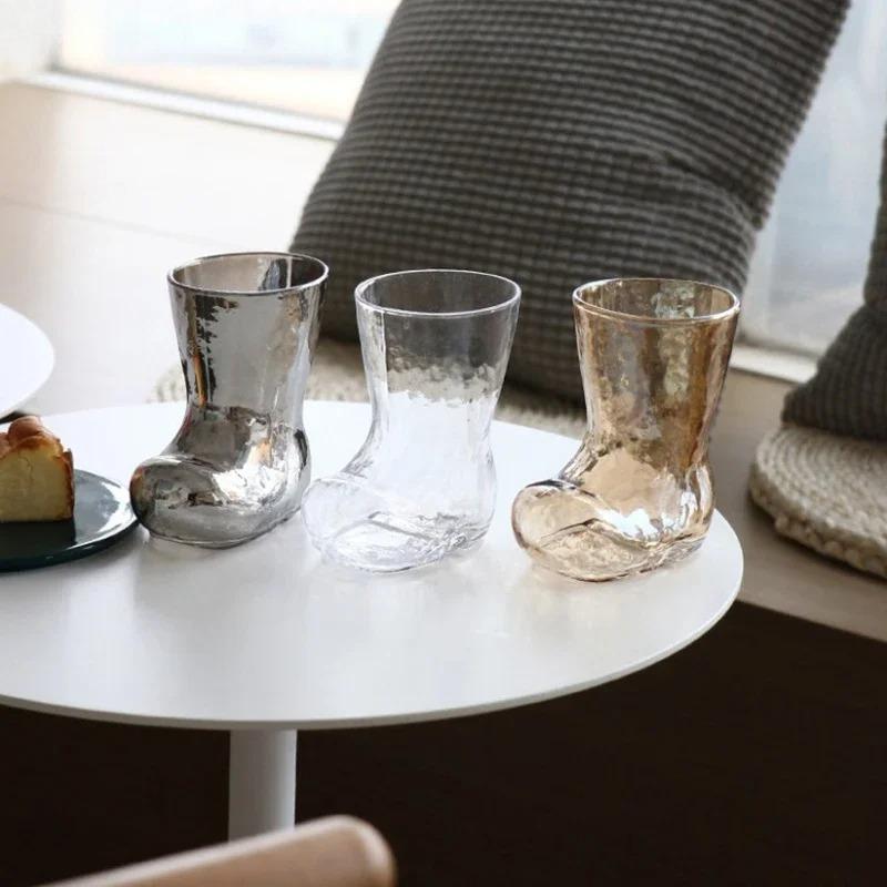 Boot Shape Glass Milk Tea Cup Simple Juice Drink Mug Home Drinkware Coffee Milk Cups Wine Glasses Water Bottles Breakfast Mugs