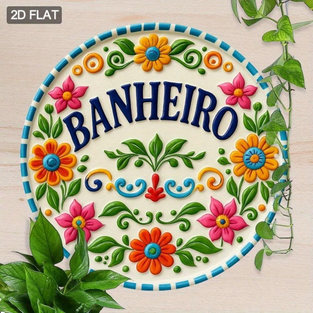 

Metal Wall Art Sign Brazilian Style Floral Round Aluminum Bathroom Decor High Definition Waterproof 20x20 разноцветный