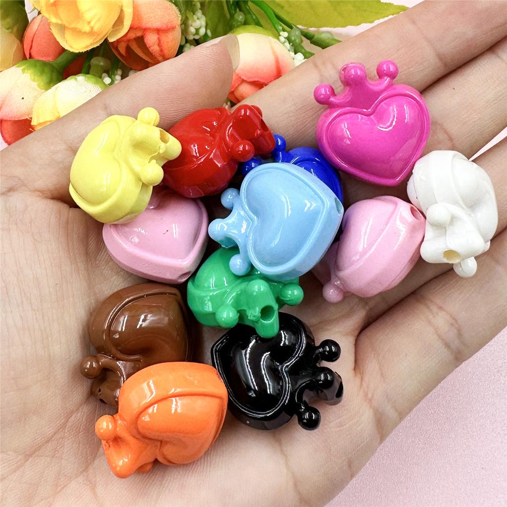 Home Party Supplies Crown Heart for Bracelet Necklace Accessories Jewelry DIY 12pcs Loose Beads Charms 21.4*24.4mm Pendants Material With Hole