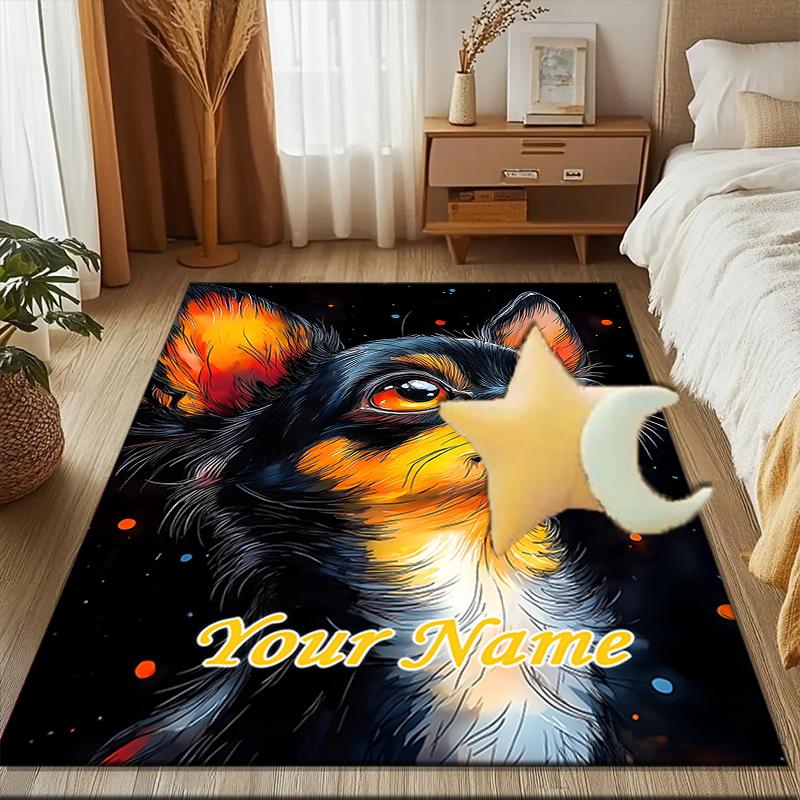 1PC Custom Name "Chihuahua Starry Night Artwork" Theme Floor Mat Ideal for Living Room, Game Rooms, Office, Bedroom, Floor Mat Playful Design