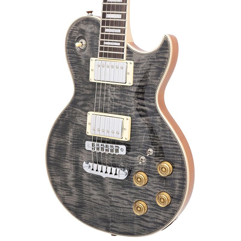 ARIA ProII SBK Black Flame Maple Top PE Series Les Paul Type Electric Guitar Black PE-700 See-through See-through