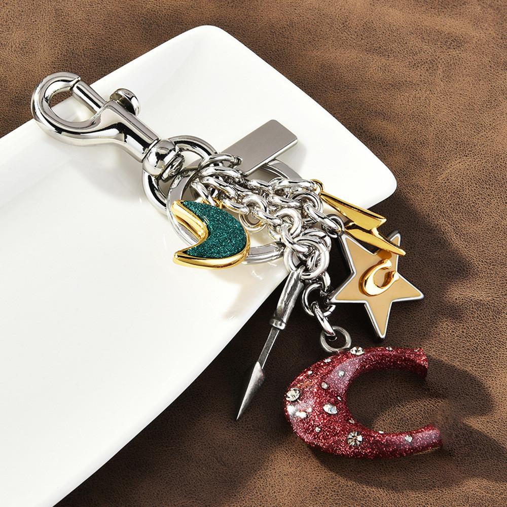Zodiac Star Moon Letter Keychain For Women With Zinc Alloy Car Bag Decor