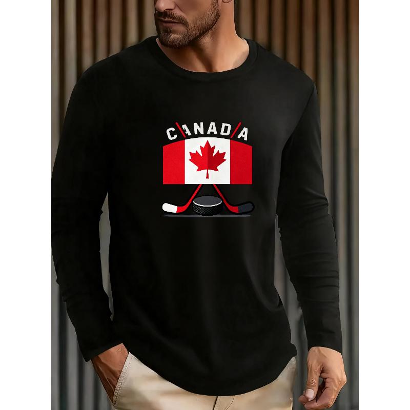 

Men s Hockey Print Long Sleeve T-Shirt Moisture Wicking Comfortable Gym Top XXL чорний