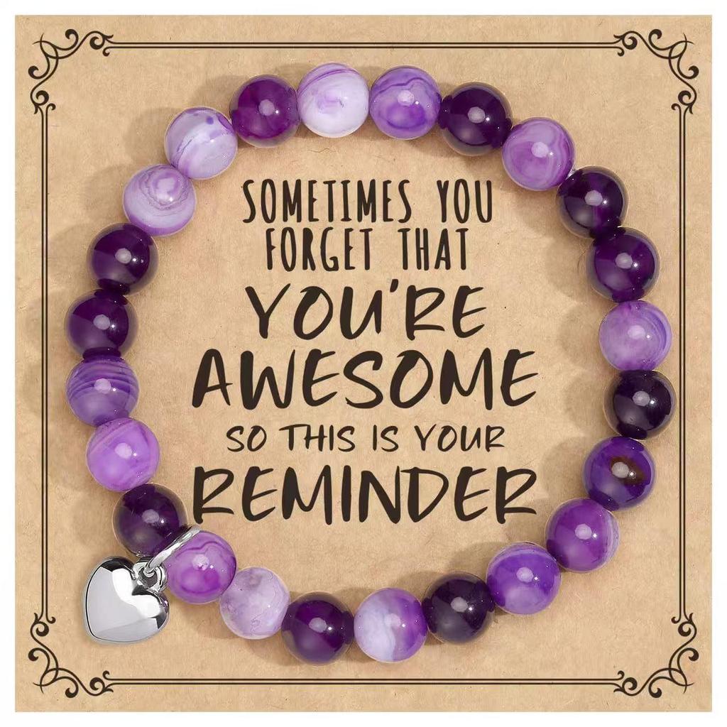 Purple Agate & African Turquoise Lapis Lazuli Tree of Life Beaded Bracelet - Christmas Gift