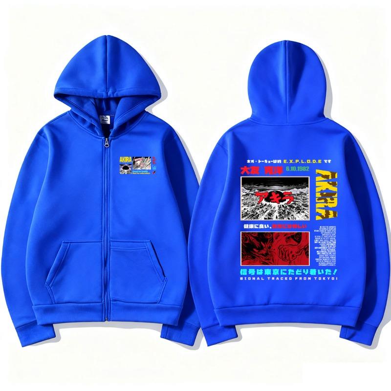 Japanese Science Fiction Cartoon Movie Anime Akira Shotaro Kaneda Graphic Zipper Hoodie Men Clothing Oversized Zip Up Hoodies