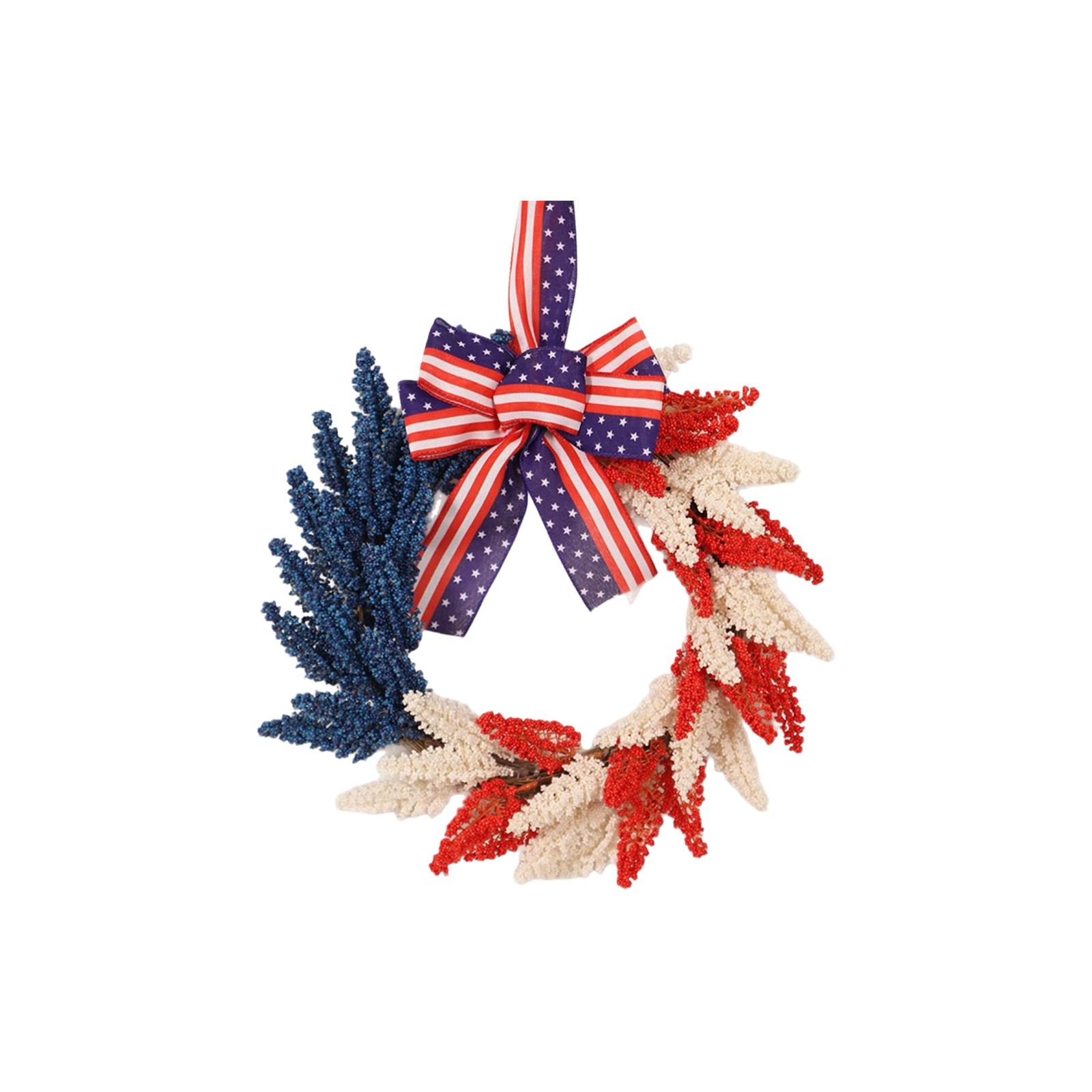 

3D 50cm Independence Day Wreath, Tricolor Ear Decoration, Stars And Stripes Bow Wall Hanging Festive Decoration One Size