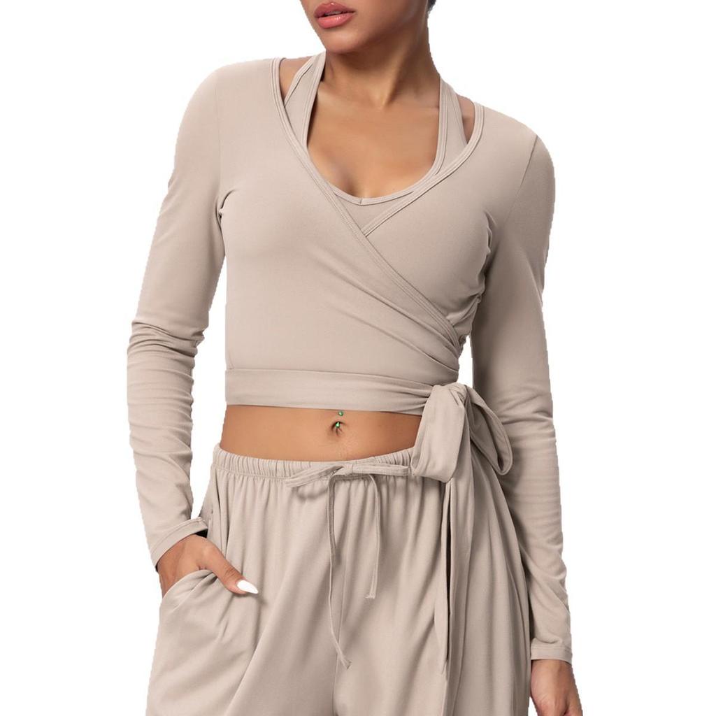 Women's Brushed Long Sleeve One-Piece Yoga Suit for Casual Outdoor Sports and Fitness