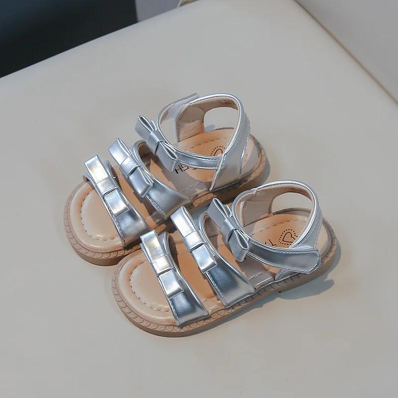 

Summer New Princess Sandals Little Girl Sandal Bowtie Chic Sweet Kids Fashion Open-toe Versatile Children Flat Sandals 24