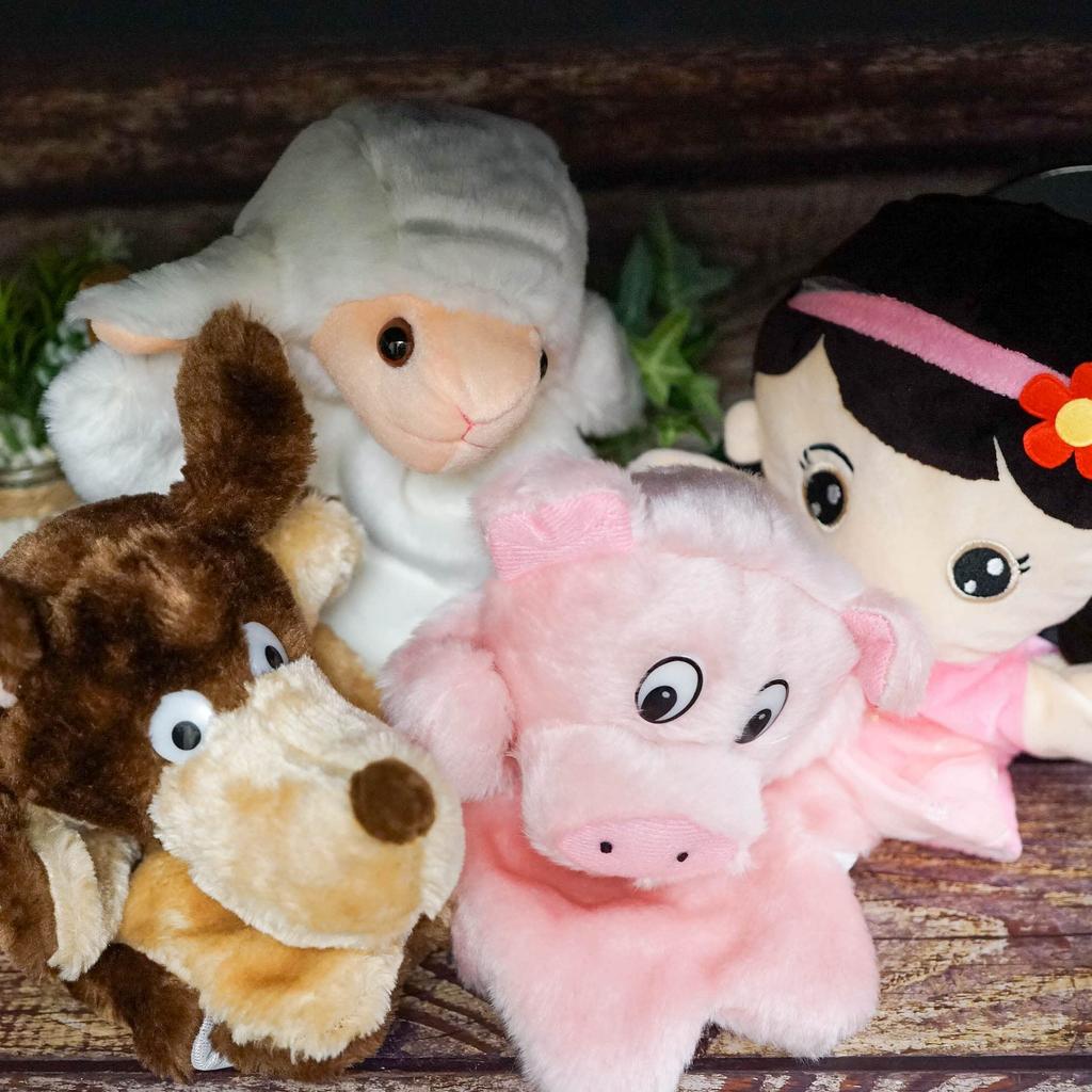 Wolf, Girl, Sheep, Pig Puppets, Fairy Tale Puppet Show, Kamishibai Puppets [First Come, First Served]