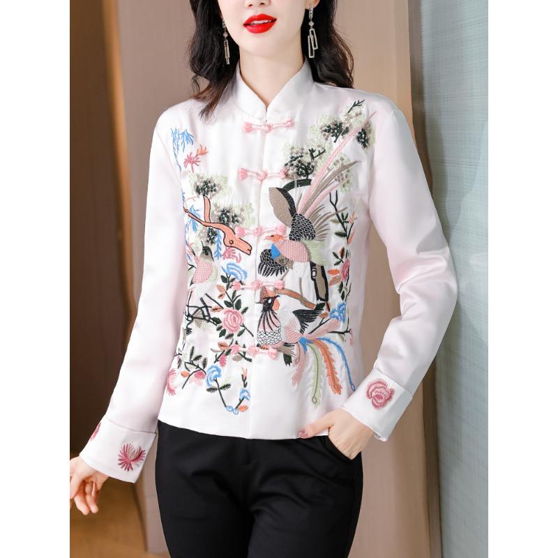 Chinesisch besticktes Oberteil für Damen Kurze Retro Kleine Jacke Tang-Anzug Damen Chinesischer Stil Cheongsam Ethnische Kleidung Oberteil