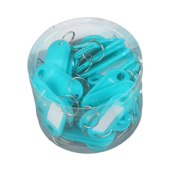 50Pcs Keyring Tags Plastic Key Fobs ID Tags with Split Keyring Paper Insert Key Tags Writing Paper Keychain Organizer