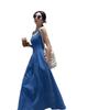 ZQ Ziqing Blue Mist Strappy Denim Summer Dress - Women's Elegant, Waist-Cinching, Niche Design.