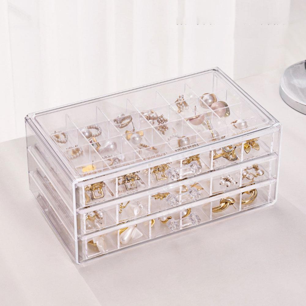 Jewelry Storage Box Multi-layer Desktop Organizer Transparent Large-Capacity Ring Earrings Necklace Jewelry Storage Box With Lid