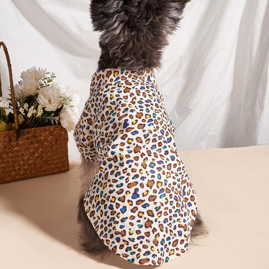 Dog Costume Leopard Printing Cute Adorable Breathable High Elasticity Dress-up Lapel Collar Pet