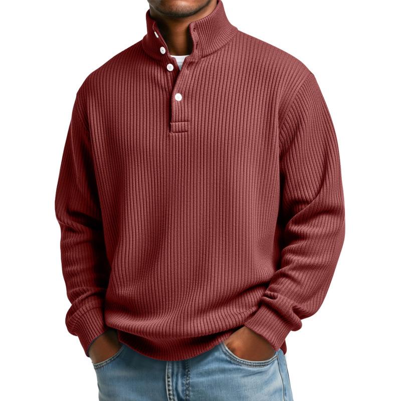 2024 Herren Retro Europa 4-Knopf Henley Shirt, 3D Digitaldruck, Langarm, Lockerer Schnitt Mode Sweatshirt