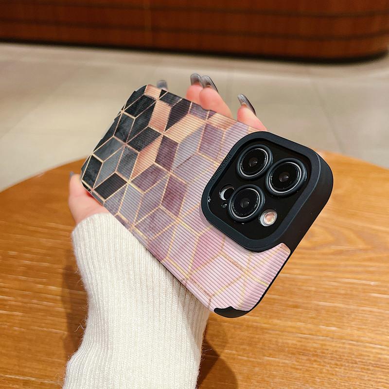 Vertical Grain Marble Printed Leather Soft Silicone Phone Case Back Cover with Camera Lens Full Protection for Samsung