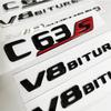 MLAI6 ABS Chrome C63 Logo V8 BITURBO Badge Car Rear Star Sticker Trunk AMG Emblem For Mercedes Benz C63 AMG W205 C205 Accessories
