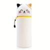 2-in-1 Expandable Silicone Pencil Case & Desk Organizer, Cute Cat Design for School Office Home, Soft Durable Stationery Storage