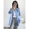 Fashionable  Shirt Women Mid Length Cotton Korean Style Loose Fit Long Sleeve Blouse Spring Autumn Outerwear