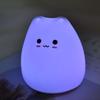 1pc Cute Kitten Shaped Soft Silicone Touch Color-changing Light Sleep Night Light 7-color-changing for Kid Room Bedroom Reading