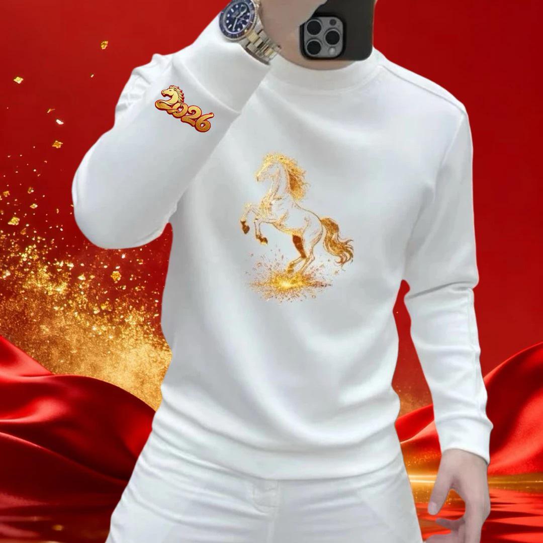 Unisex Slim Fit Red Hoodie with Velvet - Year of the Horse Zodiac 2026 M