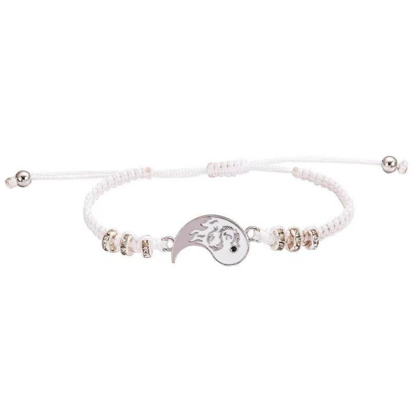Zwei verstellbare Yin-Yang-Muster Armbänder und Halsketten Set, Anhänger, Partner-Stil.