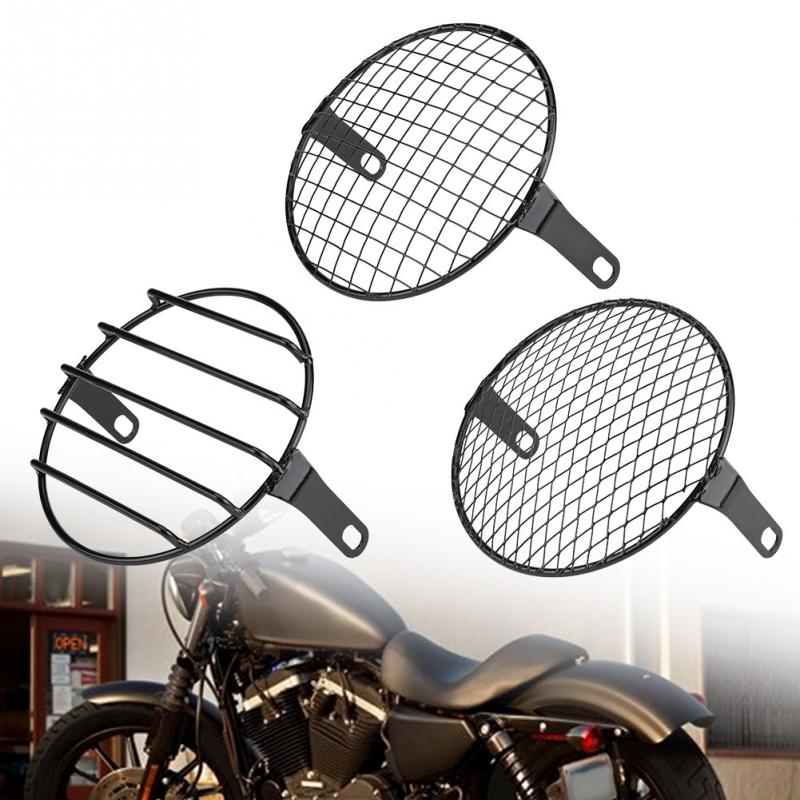 6.5 Motorcycle Side Mount Headlight Round Grill Cover Mask Led Headlights Grill Cover CNC for Cruiser Chopper Cafe Racer